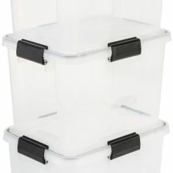 Groothandel ❤️ IRIS OHYAMA IRIS Airtight Box Opbergbox - 20L - 3 Stuks - Transparant/Zwart 😀