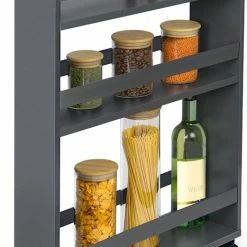 Goedkoopste ✔️ Bomoe Hylla – Keukentrolley Op Wieltjes 50x79x15 Cm – Serveerwagen Hout Met 3 Planken & FSC® Werkblad – Antraciet 🔔