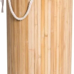 Groothandel 😍 Merkloos Decopatent® Grote Ronde Bamboe Wasmand Met Deksel - 80 L - Wasmand 1 Vak Met Stoffen Waszak - Opvouwbaar - Wassorteerder Rond ⭐ -Dyson-winkel 472x840 1