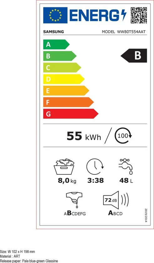 Gloednieuw ✔️ Samsung WW80T554AAT Wasmachine Voorbelading 8 Kg 1400 RPM Wit ❤️ 2 Gloednieuw ✔️ Samsung WW80T554AAT Wasmachine Voorbelading 8 Kg 1400 RPM Wit ❤️ - Afbeelding 2