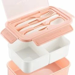 Begroting ๐ Consumerce® Premium Lunchbox Met 3 Vakken En Bestek Roze – Lunchbox Volwassenen – Japanse Bento Box – Lunchbox Kinderen – Lunchbox Volwassenen Compartimenten – Brooddoos Volwassenen – Broodtrommel – Lunchtrommel – Salade Lunchbox – Saladebox ๐งจ