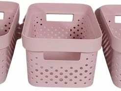 Goedkoopste 👍 Curver Infinity Dots Opbergmanden - 4.5L - 3 Stuks - Roze - Recycled Kunststof - Opbergmandjes 👍