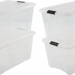 Coupon 🎉 IRIS OHYAMA IRIS Topbox Opbergbox - 45L - 4 Stuks - Transparant/Zwart 🧨