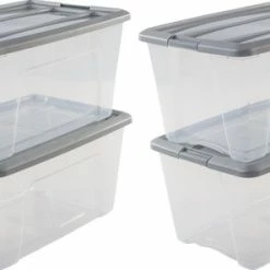 Goedkoopste 🤩 IRIS OHYAMA IRIS New Topbox Opbergbox - 45L - Kunststof - Transparant/Zilvergrijs - Set Van 4 🥰