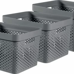 Top 10 😍 Curver Infinity Dots Opbergbox - 17L - 3 Stuks - Antraciet - Recycled Kunststof 😀