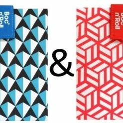 Kopen 🌟 Roll'Eat Boc'n'Roll Foodwrap Herbruikbaar Boterhamzakje - Tiles Blue En Red 😍