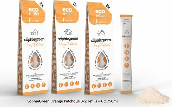 Promo β¨ SophieGreen Orange Patchouli Allesreinigers 3x2 Navullingen (=6x750 Ml) π 1 Promo β¨ SophieGreen Orange Patchouli Allesreinigers 3x2 Navullingen (=6x750 Ml) π