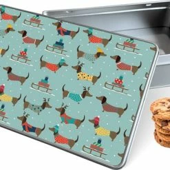 Aanbiedingen 😀 Knaldeals.com Koektrommel Winterse Teckels Rechthoek - Bewaarblik 20x13x5 Cm 🎉