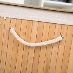 Groothandel 😍 Merkloos Decopatent® Grote Ronde Bamboe Wasmand Met Deksel - 80 L - Wasmand 1 Vak Met Stoffen Waszak - Opvouwbaar - Wassorteerder Rond ⭐ -Dyson-winkel 550x366 33