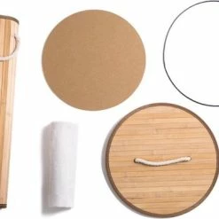 Groothandel 😍 Merkloos Decopatent® Grote Ronde Bamboe Wasmand Met Deksel - 80 L - Wasmand 1 Vak Met Stoffen Waszak - Opvouwbaar - Wassorteerder Rond ⭐ -Dyson-winkel 550x378 2