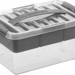 Beste Verkoop 🎉 Sunware - Q-line Opbergbox Met Inzet 6L Transparant Metaal - 30,7 X 20 X 14,3 Cm 💯