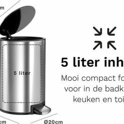 Goedkoopste ⌛ Pedaalemmer - 5 Liter - RVS - Prullenbak StangVollby Kallax - Toilet - Badkamer - Klein - Soft Close Deksel - Chique Design - Kleine RVS Pedaal Afvalemmer - Vuilnisbak 🎁 -Dyson-winkel 550x396