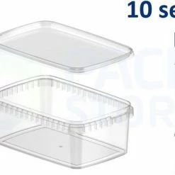 Beste Verkoop 🛒 Intopack 10 X Plastic Bakjes Met Deksel - 1200 Ml - Vershoudbakjes - Meal Prep Bakjes - Rechthoekig - Transparant - Geschikt Voor Diepvries, Magnetron En Vaatwasser - Nederlandse Producent ❤️