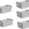 Goedkoop 🌟 Merkloos 5x Stuks Grijze Opbergboxen/opbergdozen/opbergmanden Kunststof - 5 Liter - Opbergen Manden/dozen/bakken - Opbergers 🎁