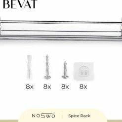 Coupon 🔥 Noswo Kruidenrek Ophangbaar - Kruidenrek Voor Kruidenpotjes - Keukenrek Hangend - RVS - 4 Stuks - Zilver 😍 -Dyson-winkel 550x444 1