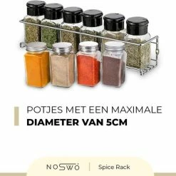 Coupon 🔥 Noswo Kruidenrek Ophangbaar - Kruidenrek Voor Kruidenpotjes - Keukenrek Hangend - RVS - 4 Stuks - Zilver 😍 -Dyson-winkel 550x448