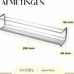 Coupon 🔥 Noswo Kruidenrek Ophangbaar - Kruidenrek Voor Kruidenpotjes - Keukenrek Hangend - RVS - 4 Stuks - Zilver 😍 -Dyson-winkel 550x453 4