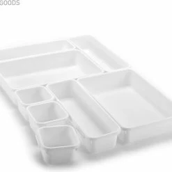 Beste Pirce 🎉 All-Goods Lade Organizer | Organizer Set Van 8 Bakken - Bestekbak Ladeverdeler Ladebak Organiser Lade Inzet Bak Opbergbak Houder Verdeling | Lade Verdeler Voor Keuken En Bureau | Badkamer | Lade Bakjes | Make Up Organizer | Wit | 🥰