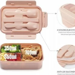 Begroting 👏 Consumerce® Premium Lunchbox Met 3 Vakken En Bestek Roze – Lunchbox Volwassenen – Japanse Bento Box – Lunchbox Kinderen – Lunchbox Volwassenen Compartimenten – Brooddoos Volwassenen – Broodtrommel – Lunchtrommel – Salade Lunchbox – Saladebox 🧨 -Dyson-winkel 550x470 3