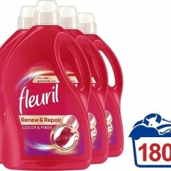Flash-uitverkoop 👏 Fleuril Renew & Repair Color & Fiber Wasmiddel 180 Wasbeurten - Gekleurde Was - Voordeelverpakking 4x45 Wasbeurten ❤️