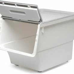 Gloednieuw โญ Motek® - Opbergbox - 33 L - Wielen - Opbergdoos - Opbergbox Met Deksel - Opbergboxen - Opbergmand - Opbergkist - Voorraadpotten - Aardappelbak - Grijs - Wit ๐