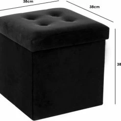 Goedkoopste ⌛ Wooners Hocker Met Opbergruimte - Opbergpoef - Zwart Velvet - H38 X B38 Cm 😀 -Dyson-winkel 550x500