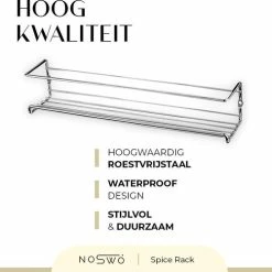 Coupon 🔥 Noswo Kruidenrek Ophangbaar - Kruidenrek Voor Kruidenpotjes - Keukenrek Hangend - RVS - 4 Stuks - Zilver 😍 -Dyson-winkel 550x501 3