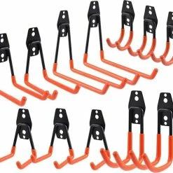 Korting ๐ฏ JAP Ophanghaken - Extra Stevig - Inclusief Schroeven - Fiets, Ladder, (tuin) Gereedschap Etc. - Set Van 12 Muurhaken - Oranje ๐