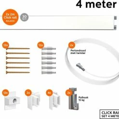 Coupon 🎉 Artiteq Schilderij Ophangsysteem 4 METER CLICK RAIL OPHANGSET / WIT PRIMER RAL 9016 ✔️