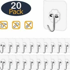 Flash-uitverkoop ๐ Merkloos Zelfklevende Ophanghaakjes 20 Pack Met Roestvrij Stalen Haakjes Voor Keuken - Badkamer - Boot - Camper - Caravan / Ophangsysteem Zonder Boren En Herbruikbaar. ๐