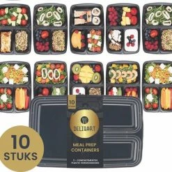 Uitgang ๐คฉ Deliqart Meal Prep Bakjes - 10 Stuks - 3 Compartimenten - Vershoudbakjes - Meal Prep - 1L - Magnetron Bakjes Met Deksel - Vershouddoos โญ