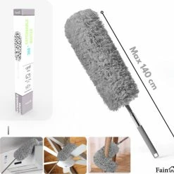 Hete verkoop ✔️ Fain® Plumeau Met Telescoopsteel – Grijs – 60 Tot 140 Cm – Uitschuifbaar – Wasbaar - Flexibel 360° Draaibaar – Duster - Microvezel Ragebol ✔️