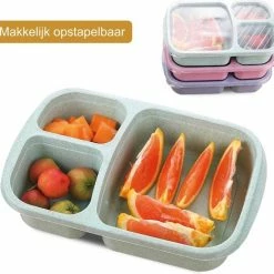 Aanbiedingen โ Merkloos 4 Stuks Bewaarbakjes - Lunchboxen - Milieuvriendelijk - Gemaakt Van Tarwestro - BPA Vrij - Met Deksel - Vershouddoos ๐