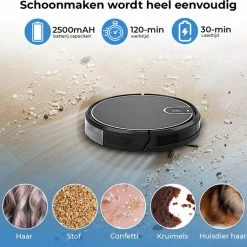 Groothandel 😉 Souiri MT-710 Robot Stofzuiger – Stofzuiger – Robot Stofzuiger Met Oplaadstation – Stofzuiger Robot – App Besturing – Afstandsbediening – Google Assistant – Alexa – Zwart 👏 -Dyson-winkel 550x523 2