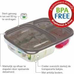 Korting 👏 Lock&Lock Meal Prep Bakjes - Diepvriesbakjes - Vershoudbakjes Set Met Deksel - Magnetron Bakjes - Met 3 Compartimenten - Stevig En Herbruikbaar - BPA Vrij - Set Van 6 Stuks - 965ml ⌛ -Dyson-winkel 550x527 1