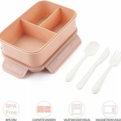 Begroting 👏 Consumerce® Premium Lunchbox Met 3 Vakken En Bestek Roze – Lunchbox Volwassenen – Japanse Bento Box – Lunchbox Kinderen – Lunchbox Volwassenen Compartimenten – Brooddoos Volwassenen – Broodtrommel – Lunchtrommel – Salade Lunchbox – Saladebox 🧨 -Dyson-winkel 550x530 6