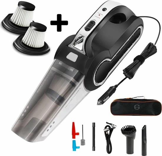 Promo 🛒 Essential Goods Kruimelzuiger - 2 In 1 Bandenpomp - Incl. Zaklamp - Draadloos - Luchtcompressor - Zwart - Inclusief 2x HEPA Filters ⌛ 1 Promo 🛒 Essential Goods Kruimelzuiger - 2 In 1 Bandenpomp - Incl. Zaklamp - Draadloos - Luchtcompressor - Zwart - Inclusief 2x HEPA Filters ⌛