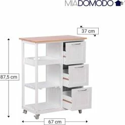 Hete verkoop 👏 Miadomodo Keukentrolley 3 Lades (wit) - 67 X 37 X 84 Cm - Sterke Wielen - Verrijdbaar - Grenen Hout 🥰 -Dyson-winkel 550x531 2