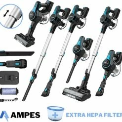 Beste deal π Ampes® Steelstofzuiger | 250W | 25000Pa Zuigkracht | 2 Kracht Standen | 6 In 1 Draadloze Steelstofzuiger π