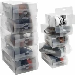 Top 10 😉 Kurtzy Helder Plastic Schoenen Opslag Dozen (10Pak) – Geschikt Voor Dames, Heren En Kinder Schoenen – Vouwbaar, Gegolfd En Stapelbaar Voor Opslag En Reizen 🔔