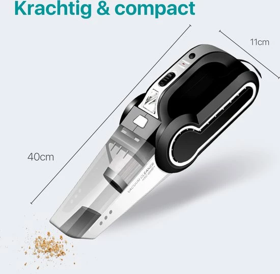 Promo 🛒 Essential Goods Kruimelzuiger - 2 In 1 Bandenpomp - Incl. Zaklamp - Draadloos - Luchtcompressor - Zwart - Inclusief 2x HEPA Filters ⌛ 4 Promo 🛒 Essential Goods Kruimelzuiger - 2 In 1 Bandenpomp - Incl. Zaklamp - Draadloos - Luchtcompressor - Zwart - Inclusief 2x HEPA Filters ⌛ - Afbeelding 4