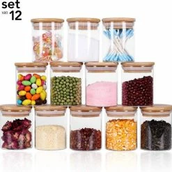 Top 10 ✨ Membeli Kruidenpotjes Voorraadpotten Glas Met Bamboe Deksel - 12 Stuks - Voorraadbussen - Kruidenpot ⭐