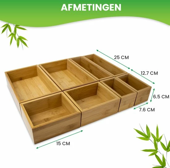 Beste Verkoop 🔥 Prezza Lade Organizer - Ladeverdeler - Verdeler - Opbergsysteem - Bamboo - 8-delige Set 🧨 4 Beste Verkoop 🔥 Prezza Lade Organizer - Ladeverdeler - Verdeler - Opbergsysteem - Bamboo - 8-delige Set 🧨 - Afbeelding 4