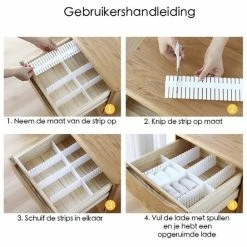 Hete verkoop 🔔 Flokoo - Ladeverdeler - 4 Stuks - Wit - 32.4 Cm X 7 Cm - Lade Organizer 🤩 -Dyson-winkel 550x544 7