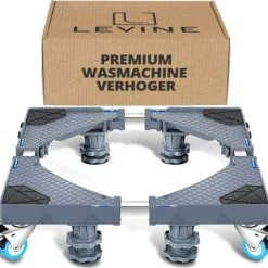 Beste Pirce 🥰 Levine Wasmachine Verhoger Met Wielen - Opbouwmeubel - Universeel - Verplaatsbaar - Extra Stevig - Grijs - Meubelroller - Inclusief 4 Trillingsdempers 🧨