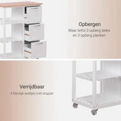 Hete verkoop 👏 Miadomodo Keukentrolley 3 Lades (wit) - 67 X 37 X 84 Cm - Sterke Wielen - Verrijdbaar - Grenen Hout 🥰 -Dyson-winkel 550x550 193