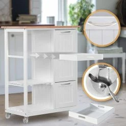 Hete verkoop 👏 Miadomodo Keukentrolley 3 Lades (wit) - 67 X 37 X 84 Cm - Sterke Wielen - Verrijdbaar - Grenen Hout 🥰 -Dyson-winkel 550x550 195