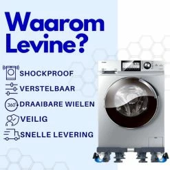 Beste Pirce 🥰 Levine Wasmachine Verhoger Met Wielen - Opbouwmeubel - Universeel - Verplaatsbaar - Extra Stevig - Grijs - Meubelroller - Inclusief 4 Trillingsdempers 🧨 -Dyson-winkel 550x550 2