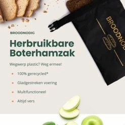 Aanbiedingen 🛒 BROODNODIG®️ - Herbruikbare Boterhamzak - Van 100% Gerecyclede PET-flessen - Lunchzak - Foodwrap - Broodtrommel - Ook Geschikt Als Diepvrieszakjes - 30x20cm - Zwart 🎁 -Dyson-winkel 550x550 206