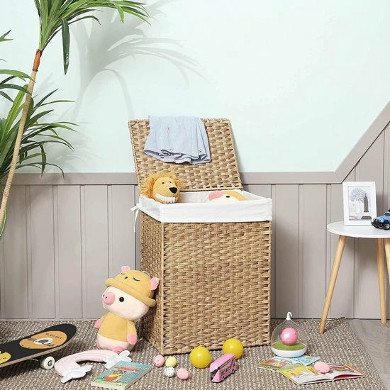 Goedkoop 🥰 Merkloos Wasmand Handgeweven, 90 L, Wasmand Gemaakt Van Synthetisch Rotan, Met Deksel En Handvatten, Opvouwbaar, Waszak Afneembaar, Natuurlijke Kleur LCB51NL ⭐ 5 Goedkoop 🥰 Merkloos Wasmand Handgeweven, 90 L, Wasmand Gemaakt Van Synthetisch Rotan, Met Deksel En Handvatten, Opvouwbaar, Waszak Afneembaar, Natuurlijke Kleur LCB51NL ⭐ - Afbeelding 5